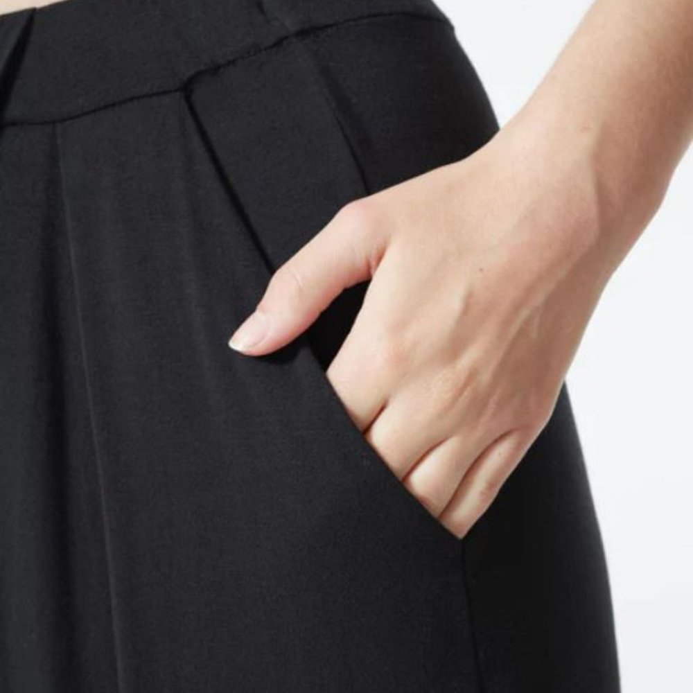 NWT MPG Sport Jersey Pant - Pendant Wide Leg Pleated Crop in Black - Picture 4 of 8